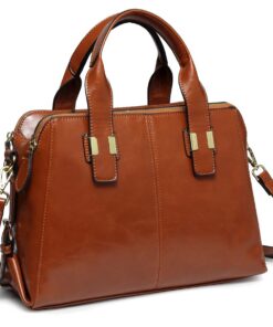VASCHY Sac à Main Femme Mode Cuir PU Dames Marronavec Trois Compartiments Hydrofuge Portés Main et épaule