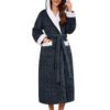 UMIPUBO Robe de Bain Élégante Polaire Hiver Femme Global Recycled Standard UMIPUBO Peignoir Doux Moelleux avec Capuche F
