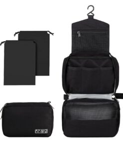 Aucuu Trousse de Toilette Imperméable et Suspendue pour Homme et Femme, Grande Capacité avec Crochets, Pliable et Organi
