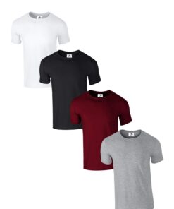 D&H CLOTHING UK Lot de 4 t-shirts à col rond de haute qualité pour les hommes et les femmes - Coupe droite - 100 % coton