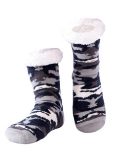 Hisonwel Chaussettes pantoufles pour hommes chaudes et moelleuses avec polaire Sherpa antidérapante idéales pour l'hiver