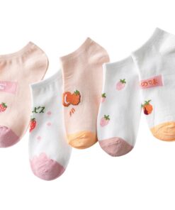 Chaussettes Pantoufles Femmes Motif Mignon Fraise Confortables Respirantes 39-42 Rose Lot Invisibles Noir Jetables Sans