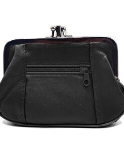 Portefeuille Femme Charmoni Fermoir Clic Clac Cuir d'Agneau Noir