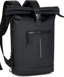 Sac à dos étanche pour femmes et hommes - Noir Grand sac à dos étanche avec compartiment pour ordinateur portable 17 p