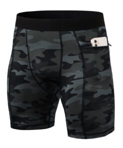 Yishengwan Shorts de Compression Respirant Séchage Rapide pour Hommes - Court avec Poche pour la Course