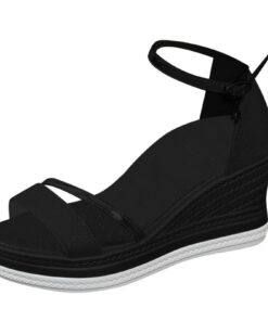 Sandales à talon compensé confortables pour femme - Plateforme fermée - Sandales de plage légèrement talonées