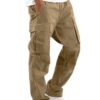 Pantalon Cargo Homme Nanameei Épaissé Taille Élastique 6 Poches Casuel