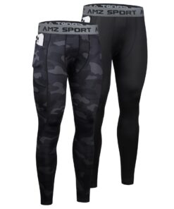 AMZSPORT Pantalons de Compression Homme Respirants pour Course et Entraînement