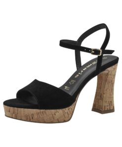 [Tamaris] Sandales à talon pour femmes pour l'été avec coque en suède et semelle antidérapante 38 EU