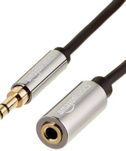 Amazon Basics Rallonge audio stéréo 3,5 mm, Noir, grand échelonnement pour appareils électroniques, adapté aux sportifs
