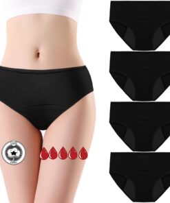 Flintronic Culottes menstruelles absorbantes pour femmes - Flux léger à abondant, 3-5 tampons par culotte, 4PCS lavables