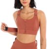 FEOYA Sports Bra Femme Grande Taille avec Fermeture à Glissière et Plaquettes Amovibles - Yoga Course Gym 5XL