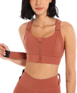 FEOYA Sports Bra Femme Grande Taille avec Fermeture à Glissière et Plaquettes Amovibles - Yoga Course Gym 5XL