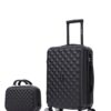CELIMS Valise Cabine 55cm | Valise avec Trousse de Toilette et Miroir | Legere et Compacte pour Voyage | Noir