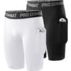 Niksa Short de compression pour garçons, couche de base performante, short de sport avec poches latérales