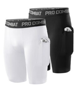 Niksa Short de compression pour garçons, couche de base performante, short de sport avec poches latérales