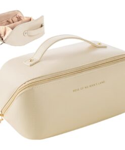 Trousse de Maquillage Voyage JSTHHTT Blanc pour Femme et Homme - Grandes Capacités avec Poignée - Trousse de Rangement p