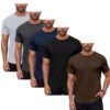 T-Shirts génériques homme col rond | couleurs essentielles, basiques polyvalents pour styles multiples - Lot de 3/5 - Ch