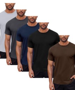T-Shirts génériques homme col rond | couleurs essentielles, basiques polyvalents pour styles multiples - Lot de 3/5 - Ch