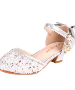 New front fille sandales talons hauts princesses bout fermé antidérapant scratch chaussures pour déguisement enfant été