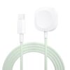 Chargeur Magntique Wanme Compatible Apple Watch Series 10-38mm, Verseau Vert en Nylon de 100cm (USB_C)