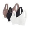 Soutien-Gorge Sans Armature Femme Sport Microfibre Doux Bretelles Réglables Quotidien à Fermeture Devant - Soutien-Gorge