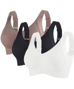 Soutien-Gorge Sans Armature Femme Sport Microfibre Doux Bretelles Réglables Quotidien à Fermeture Devant - Soutien-Gorge