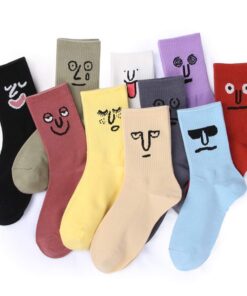 Meloday Lot de 10 paires de chaussettes Crazy Funny Emotion Crew en coton doux - 10 motifs et couleurs amusants, Apaiser