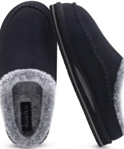 [KuaiLu Pantoufles pour support de l'arche hommes] Confortable Intérieur Point fait main Microsuède | Chaussures Maison