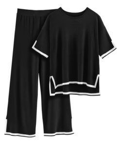 RITOSTA Ensemble Femme Chic et Élégant Pull Tricoté Vêtements Pyjamas Manches Courtes et Longues Survêtement Écologiste