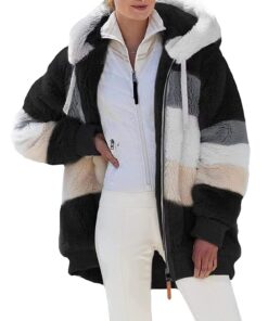 ABINGOO Manteaux Polaire Mode pour Femme Doux et Chauffant Hiver Décontracté Ample Veste Peluche Épaissir Capuche Zip