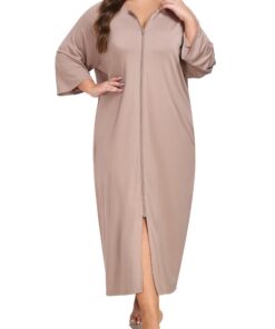 ROGMATE Robe de Chambre Grands Tailles Femmes Peignoir de Bain Fermeture Éclair Coton Modal Tout Doux Sortie de Bain