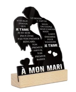 Plaque Acrylique Putuo Cadeau pour Mari - Message Romantique - Bureau et Maison