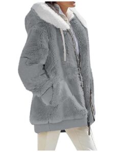 XinCDD Veste Peluche Hiver Femme Chaud Zippée Capuche Manches Longues