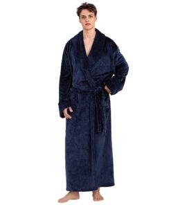 Peignoir Robe de Chambre pour Homme en Flanelle Polaire Douce: Chauffant et Comfortable pour l'Hiver - Idéal pour le Rep