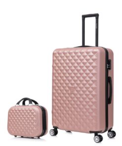 Valise Moyenne Taille CELIMS avec Trousse de Toilette | Bagage Voyage Taille Soute 20kg | Rose Gold