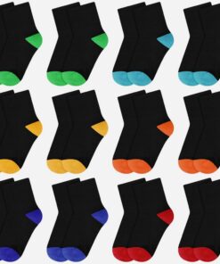 HAGOT 12 Paires Chaussettes de sport pour Enfants Unisexe Colorées - Football & Tennis - Respirantes & Coton