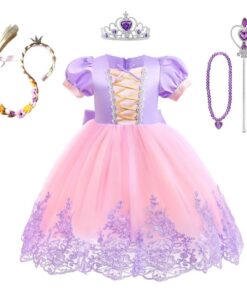 Robe Princesse Raiponce Lito Angels pour Enfant Filles - Violet Rose pour Fête Carnaval et Anniversaire