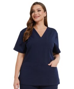 Uniforme médical extensible pour femme Jonathan Col V Blanc 3 poches Manche courte Tenue infirmière professionnelle pour