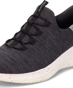 Skechers Homme Ultra Flex |0 Smooth Step Sneakers - Chaussures de sport pour homme - Noir Knit/Trim - Taille 41 EU - Com
