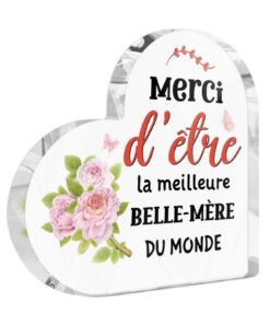Putuo Decor - Panneau Acrylique Cœur Merci d’être la Meilleure - Cadeau de Table pour Belle-Maman à l’Anniversaire ou à
