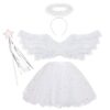 Costume d'Halloween d'ange pour fille Hifot 4 pièces plumes auréole Tutu