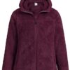 Pioneer Camp Polaire Femme Chaude Zippée avec Capuche Vestes de Randonnée Moelleux Teddy Noire Sherpa Confortable pour R
