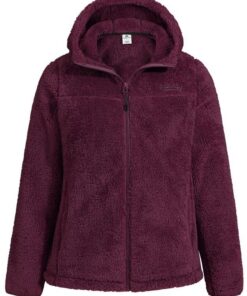 Pioneer Camp Polaire Femme Chaude Zippée avec Capuche Vestes de Randonnée Moelleux Teddy Noire Sherpa Confortable pour R