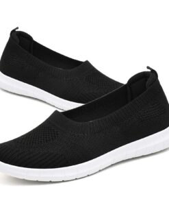 GYCF Chaussures à Enfiler Femmes Noires Ultra-Légères Été Respirantes dengan Soutien de la Voûte Plantaire 40EU