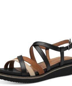 Sandales Tamaris Femme 1-28237-44 pour Femmes en Cuir Blanc Sellier Carreaux