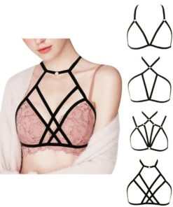 VicSec Punk Gothic Hollow Out Bra pour Femmes Élastique et Adjustante pour Festival et Party