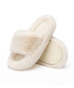 Chantomoo Chaussures Femme Ouvertes Mousse Mémoire Doublure Fourrure Anti-Dérapante Maison Marcher 4 Saisons Cadeau Mère
