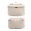 Trousse de Toilette YUZHEDM Beige pour Femme en Cuir PU - Grande Pochette Cosmétique Portatile pour Voyage - Hautement S