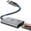 Lecteur de Carte SD/MicroSD Aluminium USB C Thunderbolt 3 Serie iPhone 15 MacBook Pro Air iPad Pro Android Galaxy S23 XP